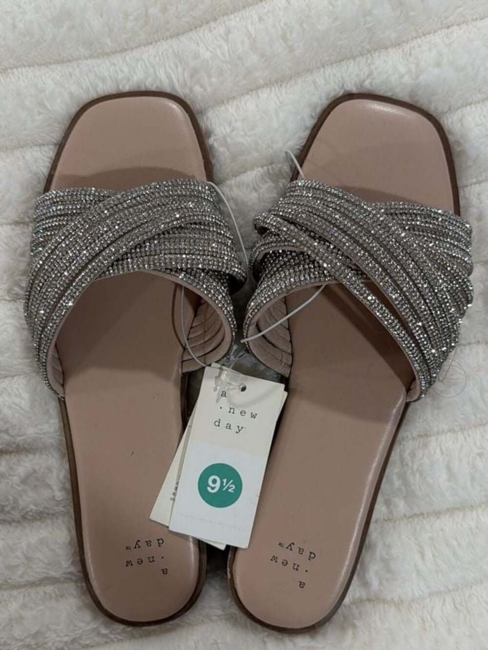 A New Day Rene Rhinestone Crossover Slide Sandals